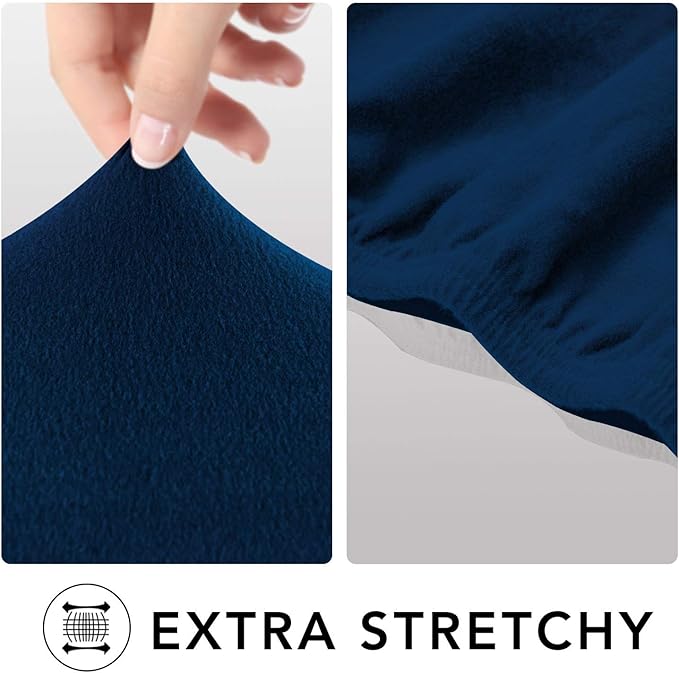 PureFit Super Stretch Chair Sofa Slipcover – Spandex Non Slip Soft Couch Sofa Cover, Washable Furniture Protector with Non Skid Foam and Elastic Bottom for Kids, Pets （Chair, Navy）