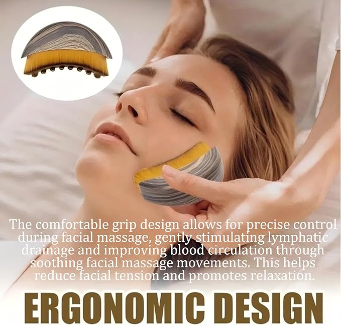 1Pcs Lymphatic Contour Face Brush, Lymphatic Drainage Massager, Ergonomic Face Beauty Tool，Designed to Fit The Skin Precisely and Relieve Fatigue for All Skin Types