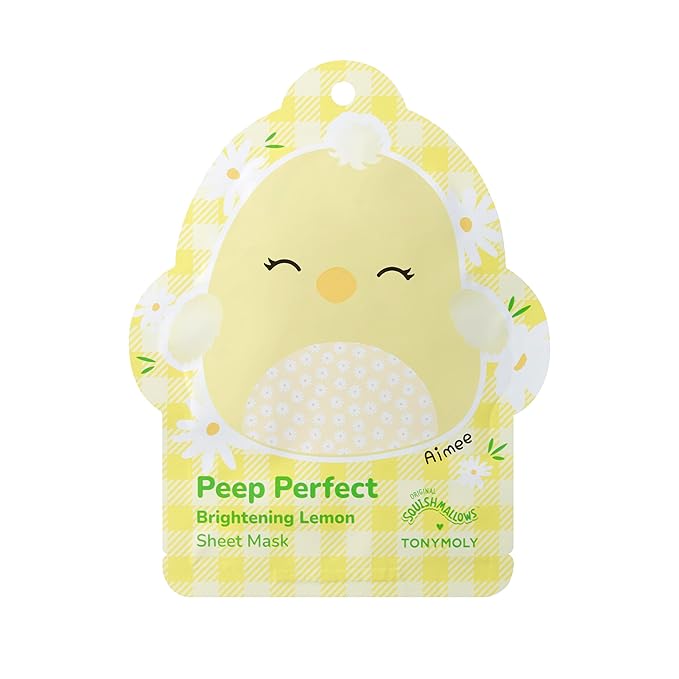 TONYMOLY x Squishmallows Aimee Easter Sheet Mask – Vitamin C & Lemon Brightening Facial Mask for Dull Skin, Hydrating K-Beauty Treatment, Easter Basket Stuffer for Teens, Girls & Spring Self-Care