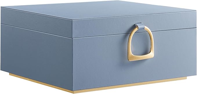 SONGMICS 2-Layer Jewelry Box, Jewelry Organizer with Handle, Removable Jewelry Tray, Jewelry Storage, Floating Effect, 8.1 x 9.4 x 4.3 Inches, Gift Idea, Misty Blue UJBC165Q01
