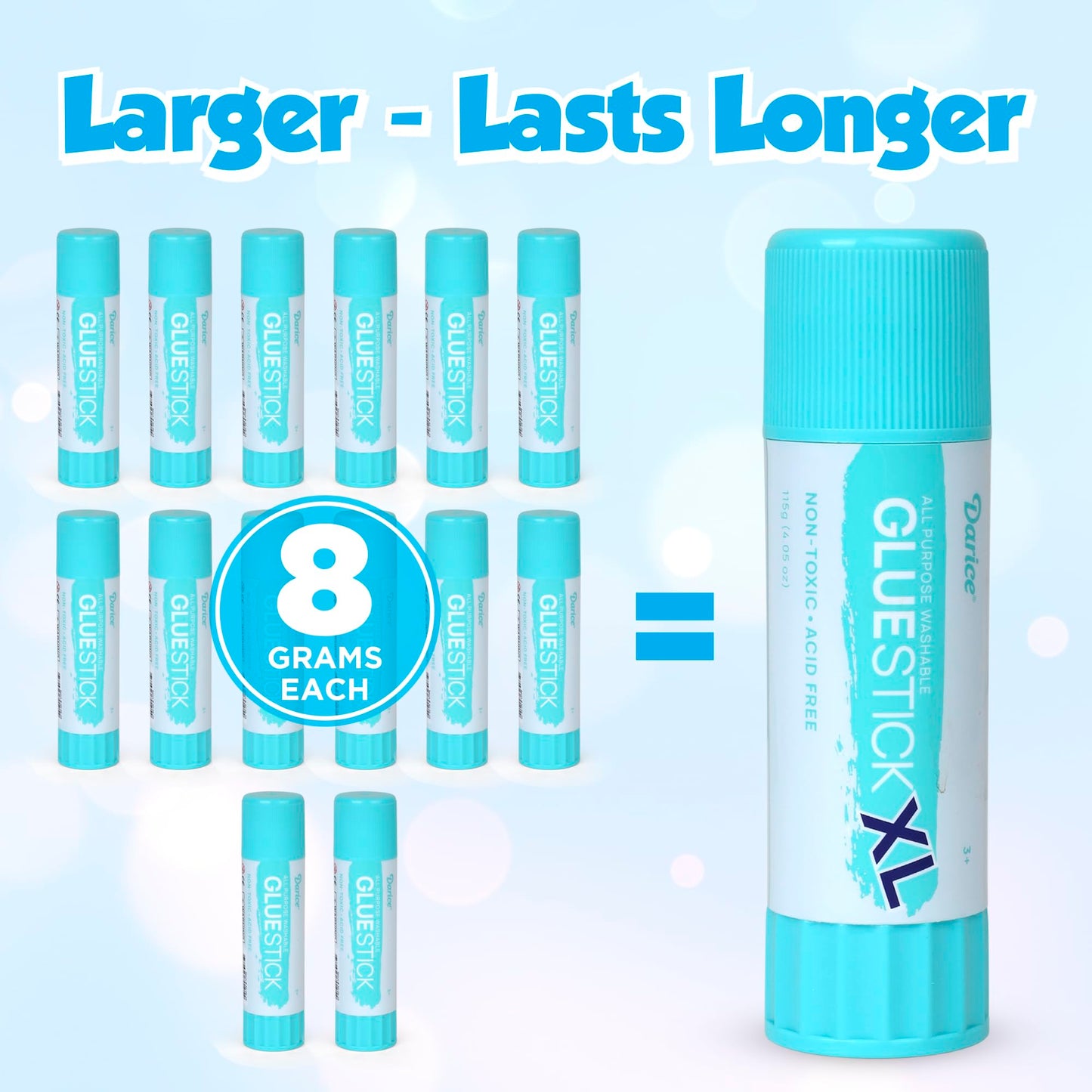 Darice Giant Glue Sticks, Large 115-gram/4.05oz Jumbo XL Glue Stick - Washable, Non-Toxic - Classroom School Supplies - 6 Pack