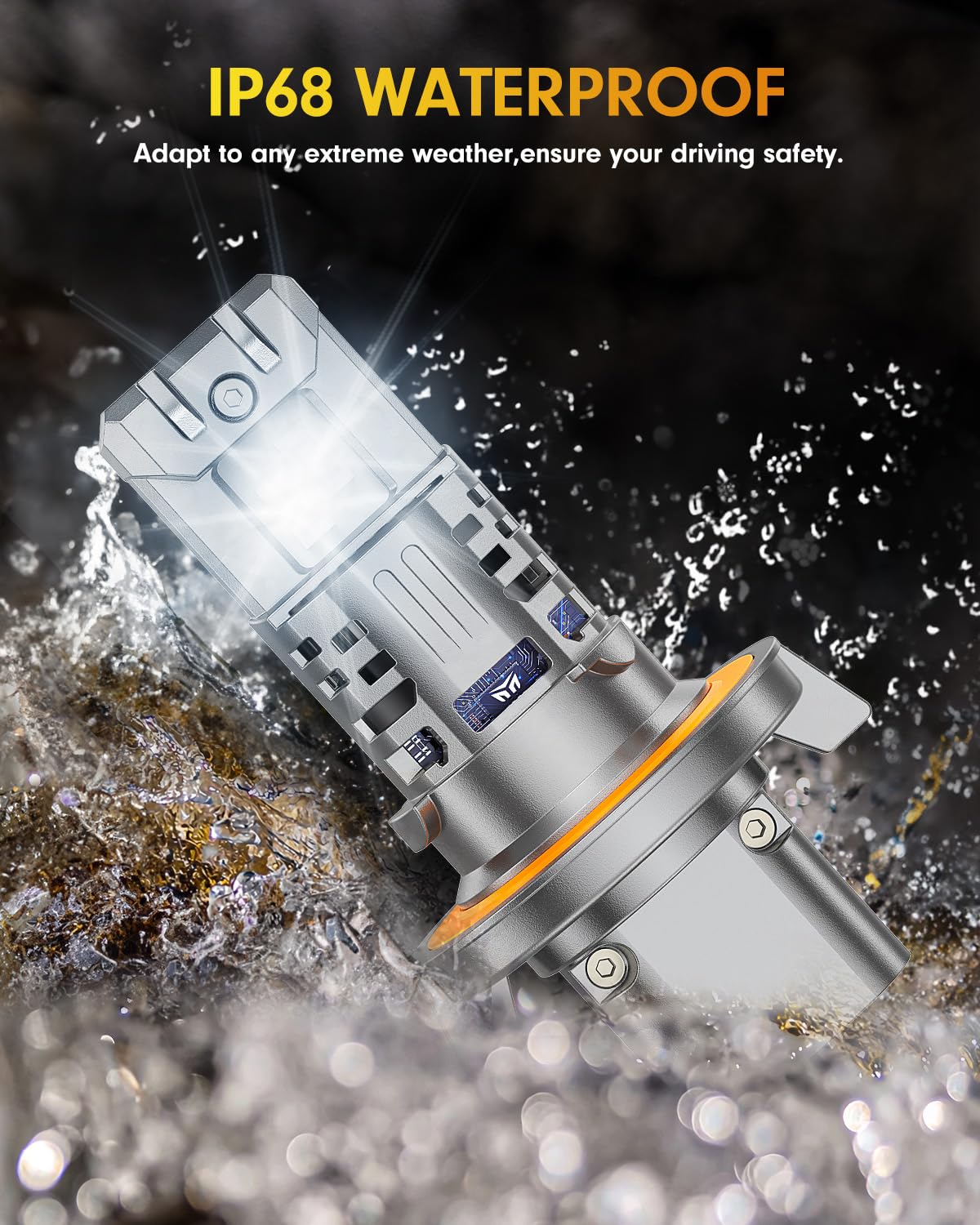 FAHREN Latest & Brightest H13 LED Bulbs, (1,200%) 12X 90,000LM Extreme Brightness 9008 bulb, 6500K Cool White, 1:1 Min Size,IP68 Waterproof,Pack of 2,Fog Bulbs HID,Plug-N-Play.