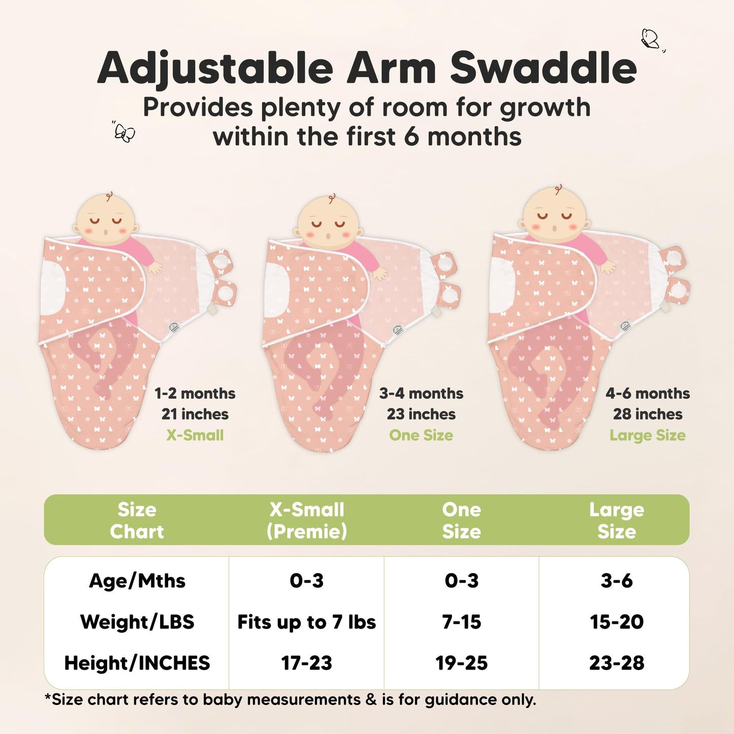 KeaBabies 3-Pack Swaddles for Newborns, Girls, Boys with Hats - Organic Soft Baby Sleep Sacks, Breathable Baby Swaddle 3-6 Months Beanies Set, Premie Infant Sleep Sack 0-3 Months (Butterflies)