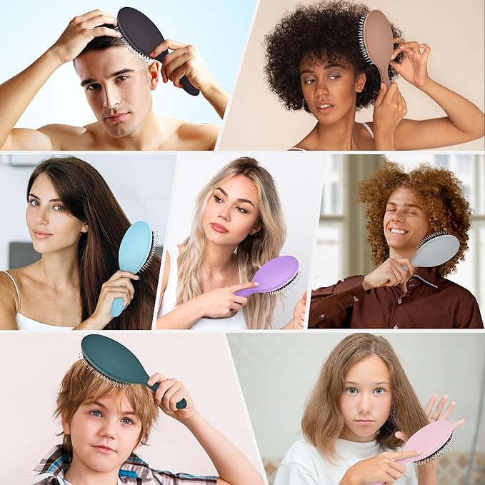 Boar Bristles Hair Brush for Women and Men, Detangling Hair Brush for Smoothing Massage Add Shine, Nylon&Boar Bristles Detangler brush for Hair Healthy (1 Pack-Purple)