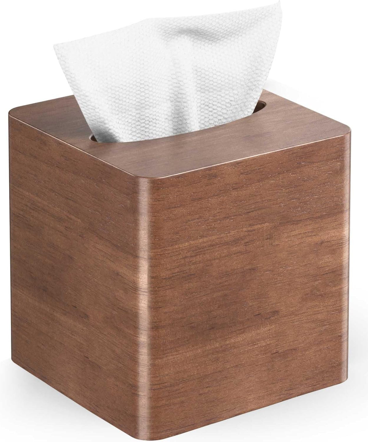Livelab Tissue Box Cover Square - Oak Wood Tissue Box Holder for Living Room, Dinner Table, Bathroom, Office - Decorative Wooden Cube Facial Tissue Cover for Modern Farmhouse Home Decor | Brown
