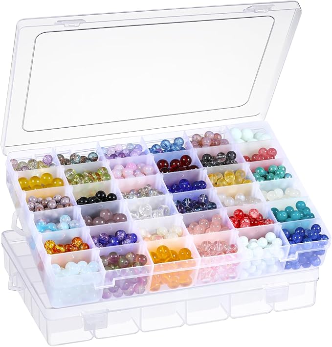 1 Pack 36 Grids Clear Plastic Organizer Box with Adjustable Dividers, Small Craft Organizers and Storage, Compartment Container for Bead, Nail, Jewelry, Art, DIY Crafts, Fishing Tackle, Small Items