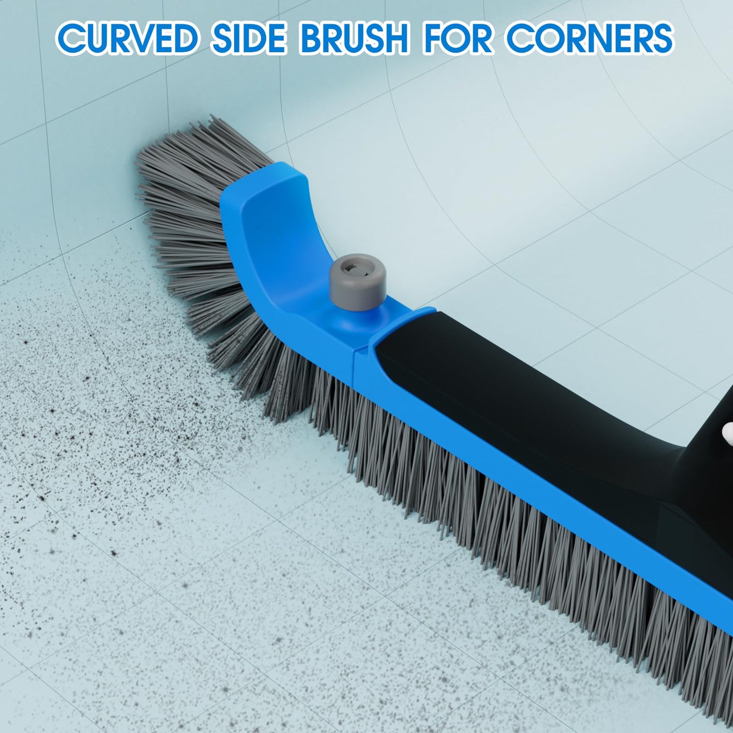 2 in 1 Pool Brush with Poles 10ft - 20'' Heavy Duty Swimming Pool Brush & Multifunctional Brush Head, 9ft Aluminum Poles, Cleaning Inground & Above Ground Pools