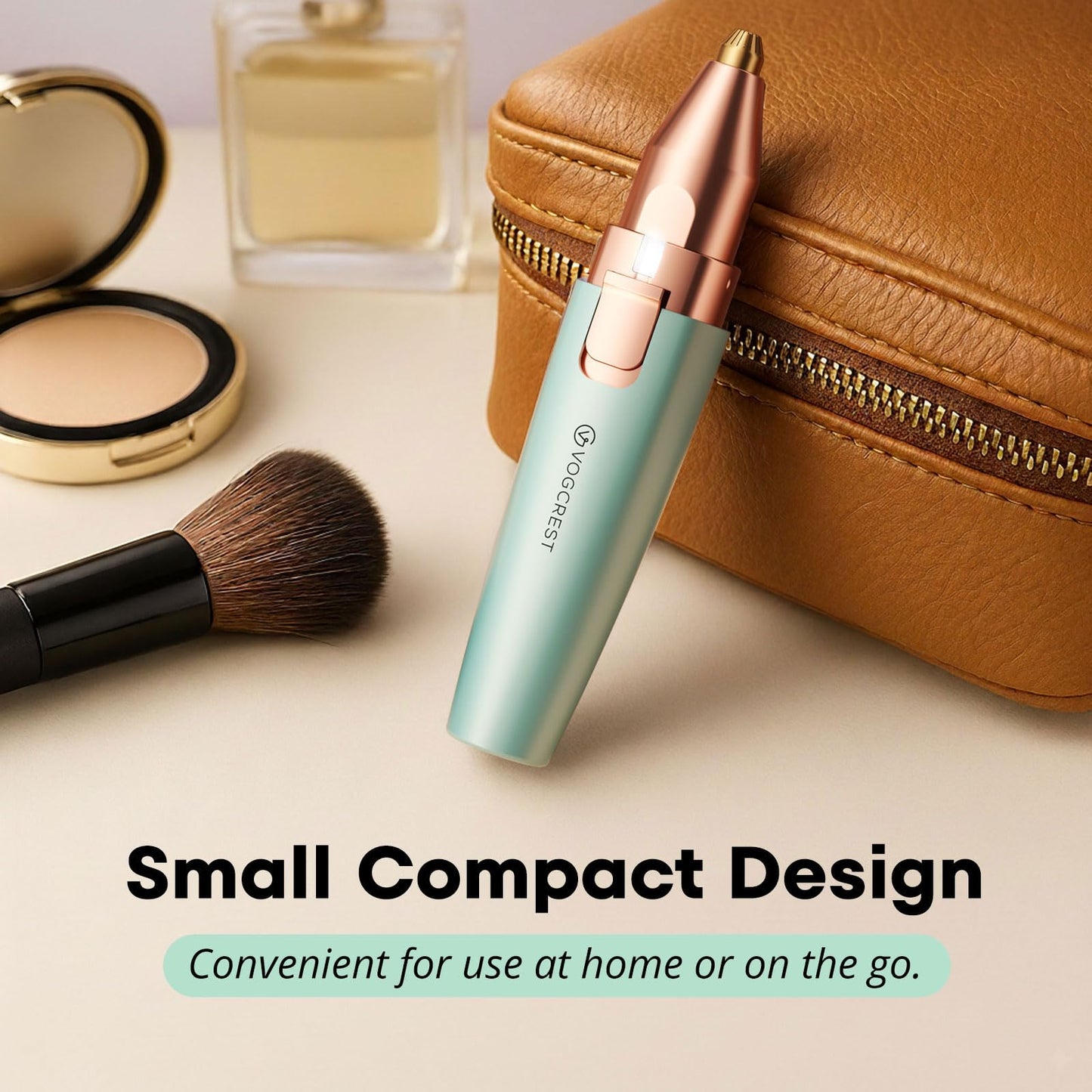 VG VOGCREST Eyebrow Facial Trimmer: 2 in1 Rechargeable Facial Hair Removal and Eyebrow Shaver - Face Lips Body Painless Facial Razor with Built-in LED Light (Pastel Green)