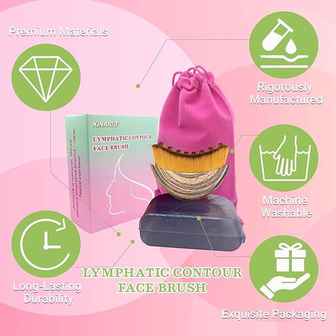 Lymphatic Contour Face Brush - Manual Lymphatic Drainage Massager for Facial Sculpting & Glowing Skin; Ergonomic Waterproof Brush for Morning De-Puffing, Travel Skincare Tool, Ideal Gift for Her