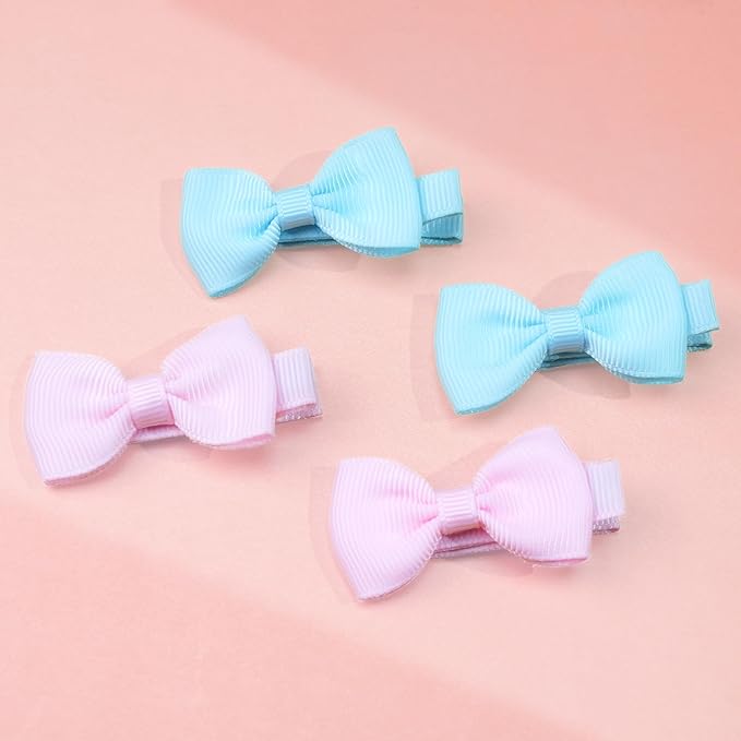 CÉLLOT Baby Hair Clips Baby Girls Fully Lined Bows Pins Tiny 1.6" Hair Bows Alligator Clips for Baby Girls Infants Toddlers Hair Accessories In Pairs