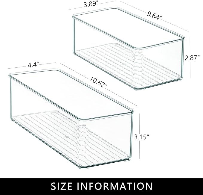 8 PACK Drawer Organizer Bins Bathroom Deep Drawer Organizer Tray for Cutlery Vanity Make-up, Clear Stackable Storage Bins for Kitchen Cabinet Closet Counter Organization and Storage