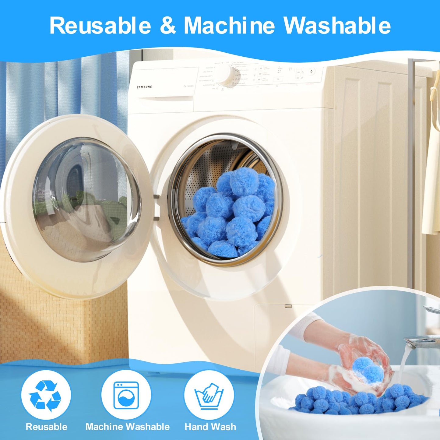 Askyli 2.9 lbs Pool Filter Balls for Sand Filter, Reusable Pool Sand Filter Balls, Efficient Pool Filter Sand, Suitable for All Sand Filter System (Equals 100lbs Pool Filter Sand) - Light Blue