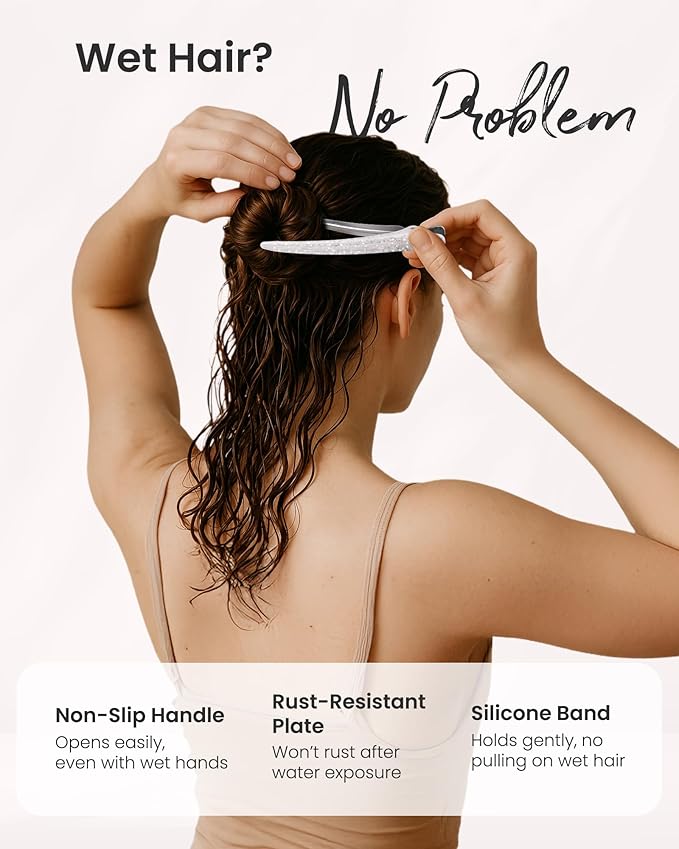 AIMIKE Extended Sectioning Hair Clips w/Built-in Silicone Band, 4.8" No-Crease Non-Slip Hair Styling Clips for Thick, Long Hair – Blow Drying,Hair Rollers, Rust-Free –6 Pack, White Duckbill Clips