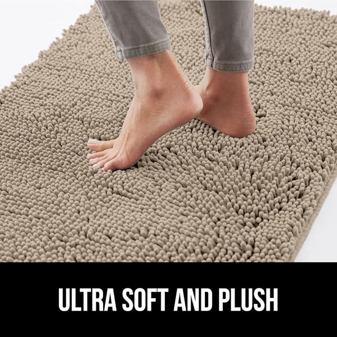 GORILLA GRIP SoakSTOPPER Dog Door Mat, 36x24 Machine Washable Rug Absorbent Doormat Captures Moisture Mud Dirt, Quick Dry Soft Chenille Entryway Rugs Indoor Entrance Mats for Dog Paws, Beige