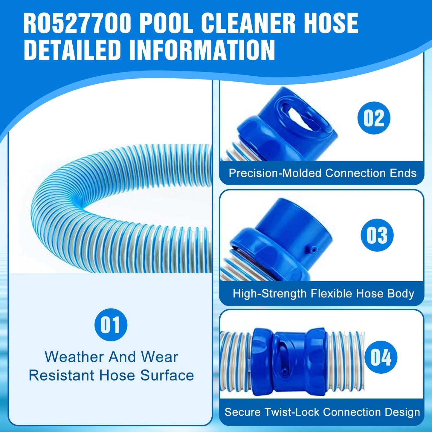 5-Pack Upgrade R0527700 Pool Cleaner Hose for Zodiac MX6 MX8-39 Inch Twist Lock Replacement Hose - Compatible with Baracuda MX6, MX8, X7, T3, T5 Pool Vacuums - Part R0527700
