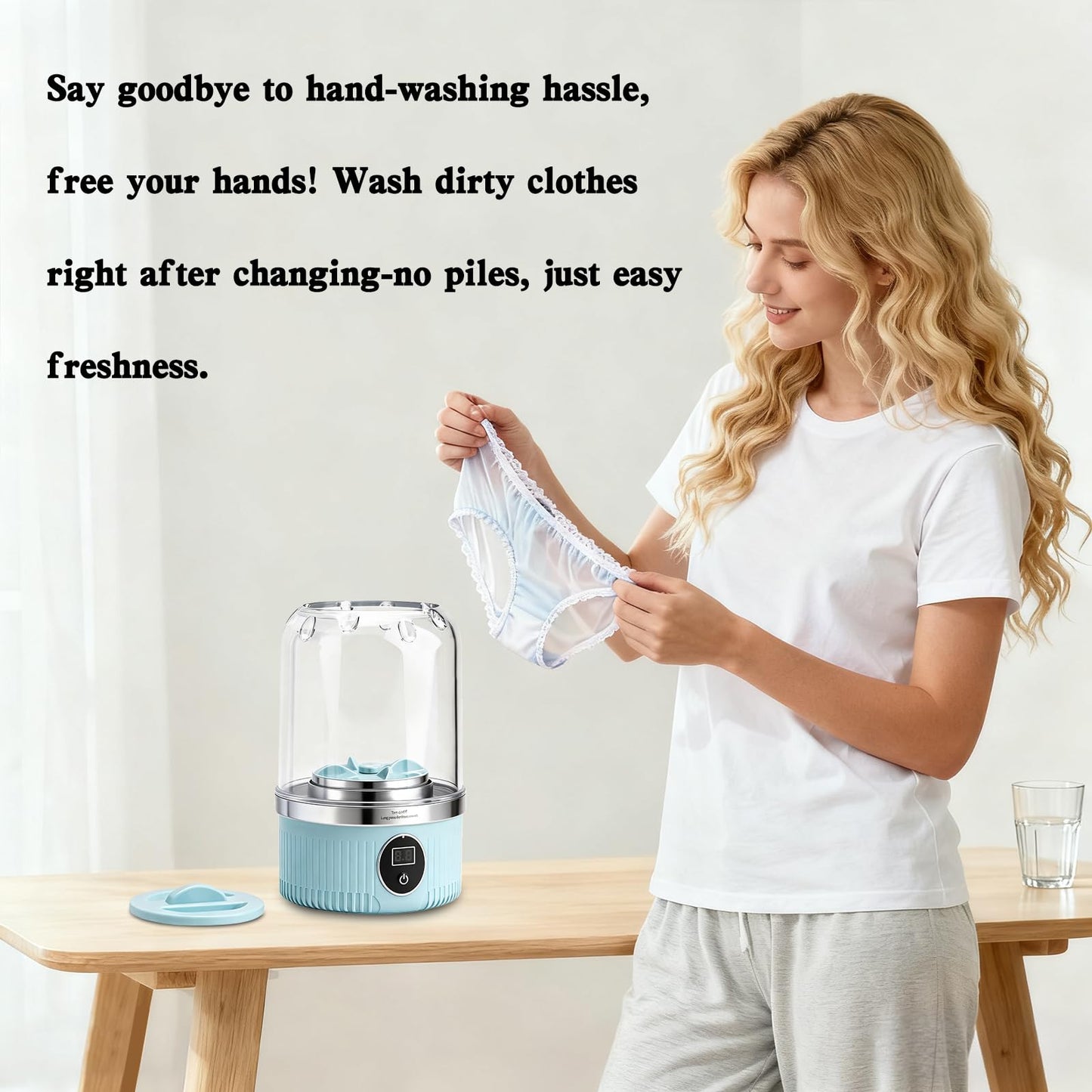 KiiDAS Portable Mini Washing Machine - 2025 Upgraded Washer for Underwear, Bra, Socks - Rechargeable Cordless Laundry Cup - Compact Travel Washers