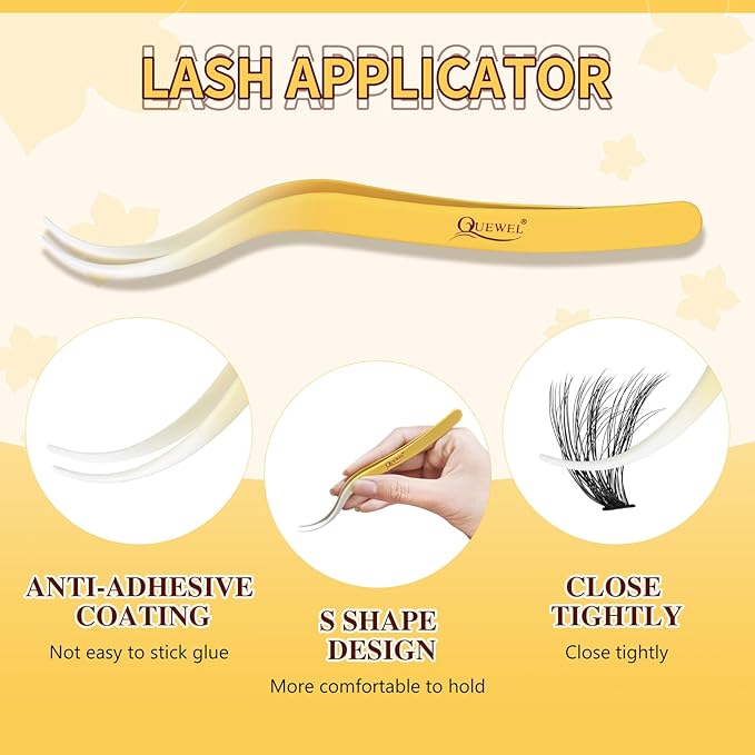 QUEWEL Lash Clusters Kit, 280Pcs 70D+90D 3D Lash Cluster Eyelash Extensions 10-18mm Lash Clusters Kit with Lash Bond and Seal and Lashes Tweezers Easy DIY at Home (70+90D 3D Kit)