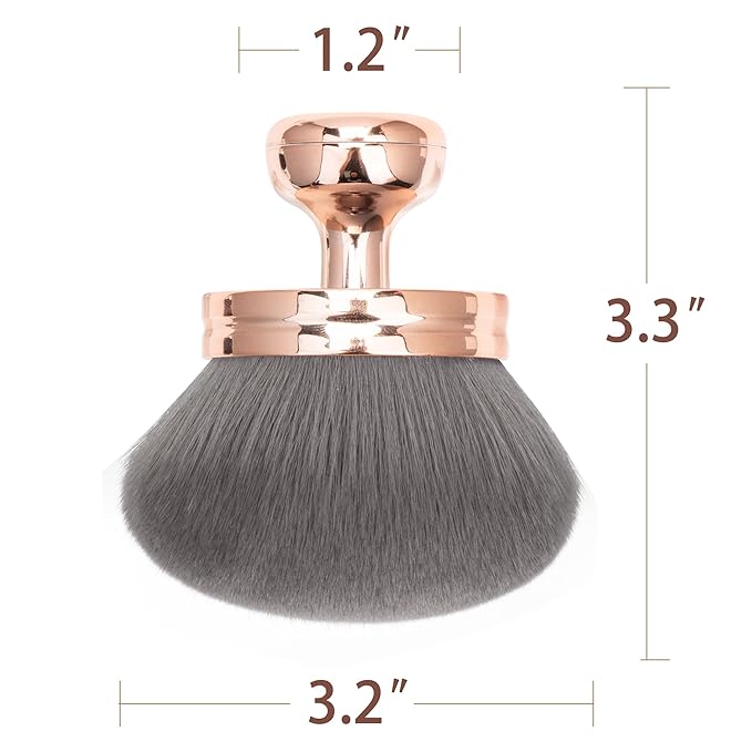 Blend & Blur Extra Large Body Makeup Brush for Self Tanner,Leg Makeup & Bronzer Self Tan Applicator, 3.2inch Wide Round Head Kabuki Brush For Application with Drawstring Bag (Rose Gold + Grey)