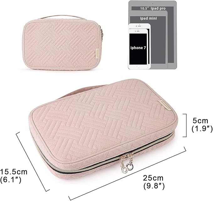 BAGSMART Jewelry Organizer Case Large Travel Jewelry Storage Bag for Necklace, Earrings, Rings, Bracelet, Soft Pink (Pack of 2)
