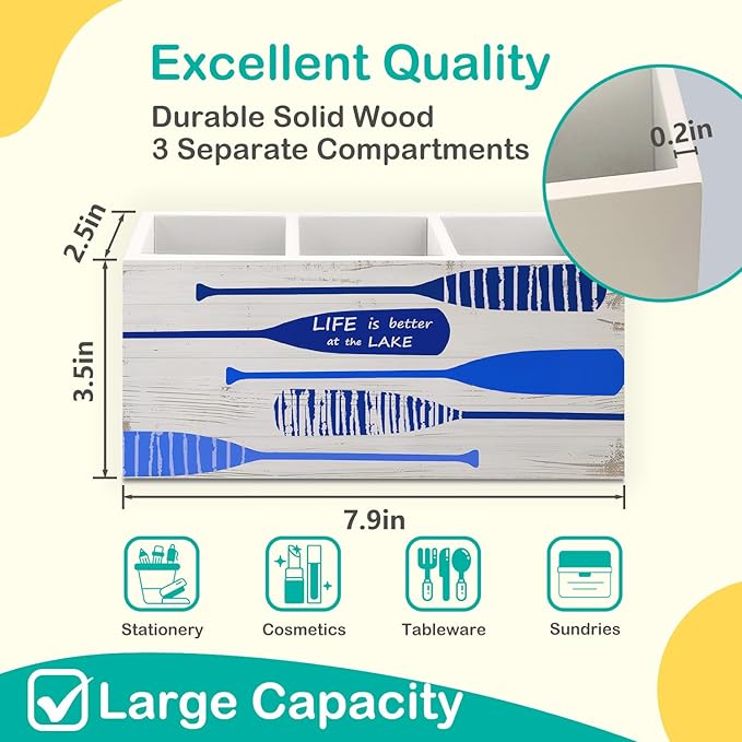 Lake Decor Pen Holder for Home Office Desk, Lake House Decor, Lakes Lovers Gifts Makeup Brush Toothbrush Holder Organizer for Bathroom Desk Accessories