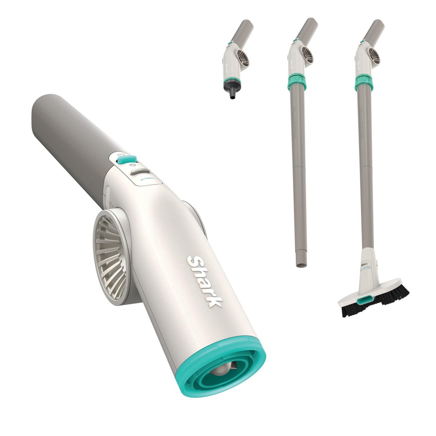 NEW Shark BlastBoss â All-in-One Air Blasting System with BlastBroom, Precision Nozzle, Extension Wand, Indoor/Outdoor Cleaning, 0-190 MPH, Cordless Handheld Blower, Rechargeable, Dove, AB2111GY