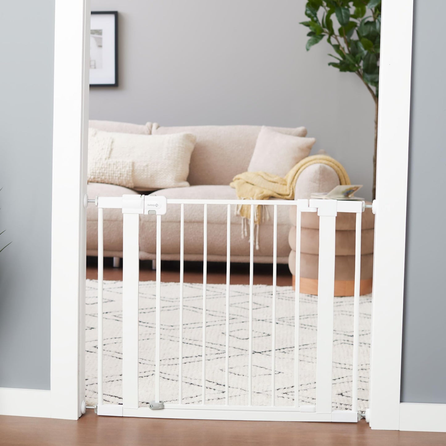Safety 1st Easy Install Walk Thru Baby Gate for Doorway With Door, Dog Gates, Fits 29"-38", Easy Install 28" Tall, White