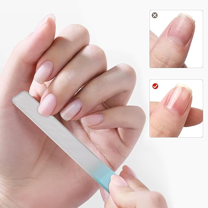 Nano Glass Nail Shiner Kit, 3-in-1 Manicure Tool-Nail Buffer for Shaping Buffing and Polishing Natural Nails, Fine Crystal Nail Files, Gifts for Women, Stocking Stuffers,