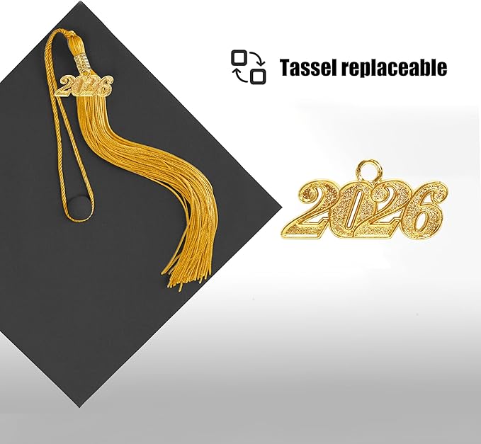 Graduation Cap with 2026 Tassel Year Charm Black Graduation Cap for High School & Bachelor