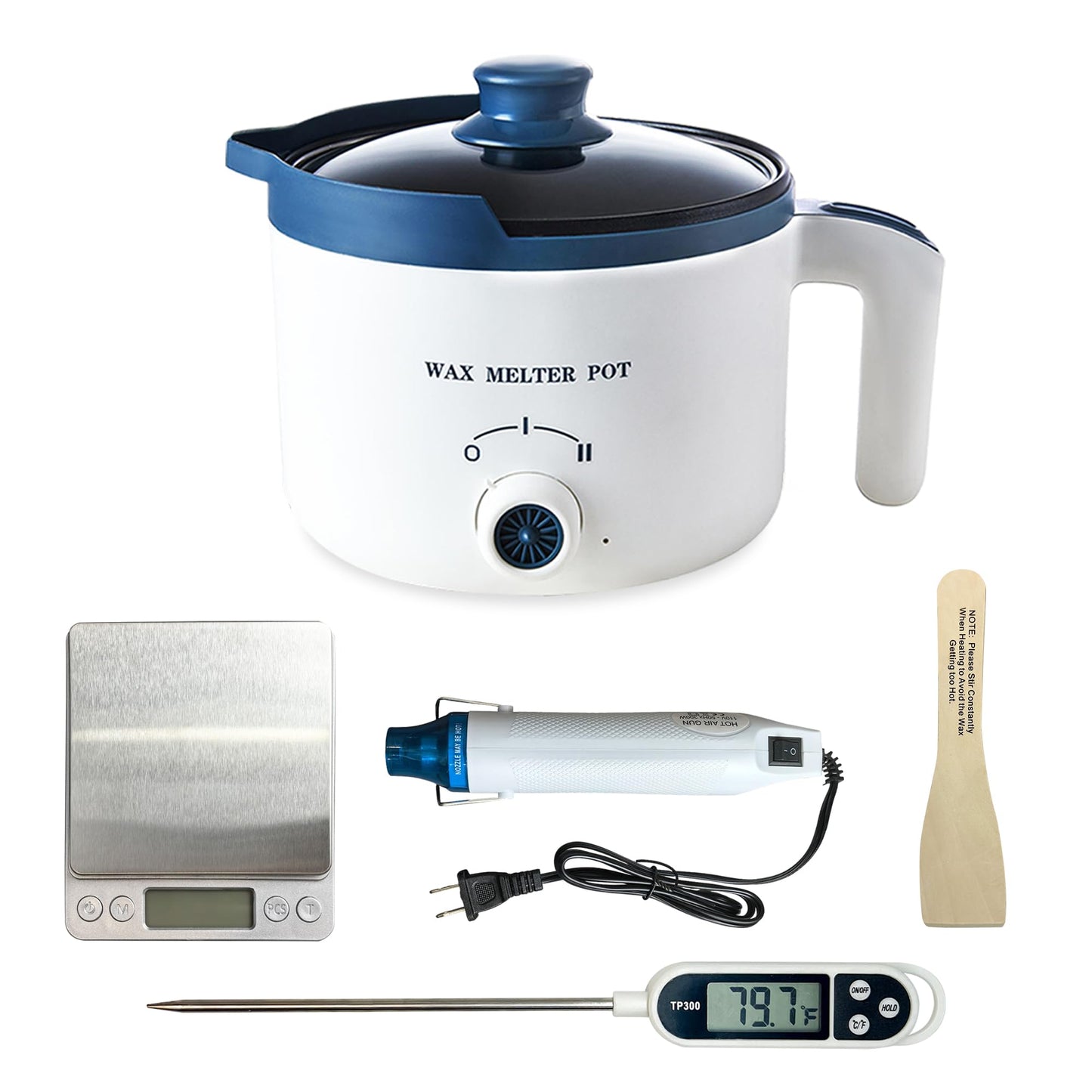 Wax Melting Pot Kit with Electric Wax Melter, Pro DIY Candle Making Supplies Kit with Digital Scale(No Battery), Heat Gun, Thermometer for Adults