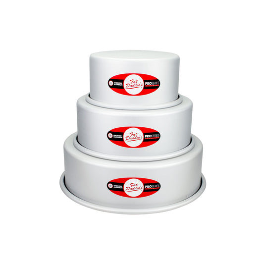 Fat Daddio's Anodized Aluminum 3-Tiered Round Cake Pan Set 3 Inch Depth, 4", 6", 8"