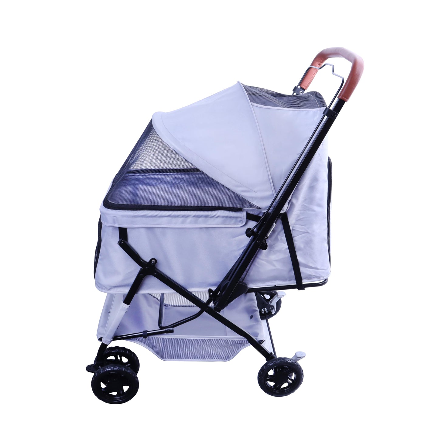FOURPAW Reversible Pet Stroller (4 Wheels for Cats and Dogs) for Small and Medium Pets up to 33 lbs.Gray
