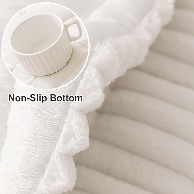 hyha Couch Covers for Dogs Washable, Non Slip Plush Dog Sofa Protectors, Fuzzy Pet Couch Covers for 3 Cushion Sofa Pet Friendly (White, 27.6" x 27.6")