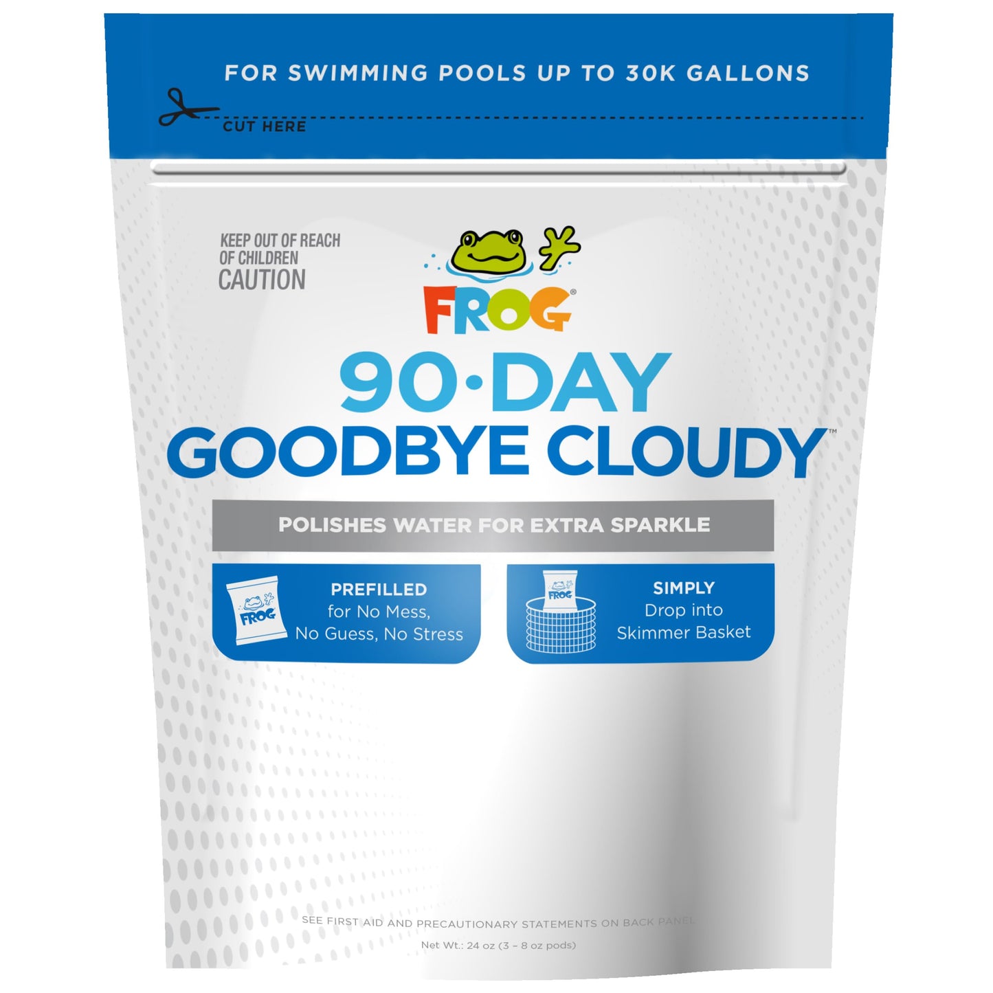 FROG 90-Day Goodbye Cloudy - Dry Formula Prevents Cloudy Water for In-Ground & Above-Ground Pools up to 30,0000 Gallons - Chemical Pool Maintenance & Treatment - 3 Pods
