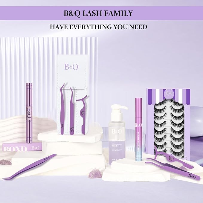 B&Q Eyelash Applicator Tool 3 PCS Lash Applicator Tool Kit Lash Tweezers for Eyelash Extensions Application Tool and Removal Ã¯Â¼ÂPurple,3 PCSÃ¯Â¼Â