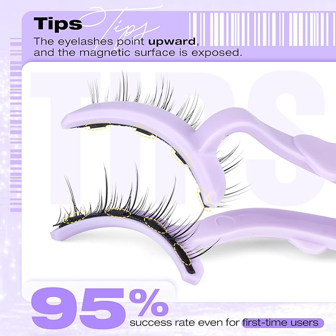 Magnetic Eyelashes Natural Look Magnetic Eyelashes with Applicator No Glue Magnetic Lashes with Applicator Wispy False Lashes with Magnets Reusable Lashes by Lanflower