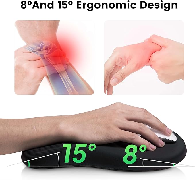 MEKASS Ergonomic Mouse Pad and Keyboard Wrist Rest Set, Super Soft Memory Foam Desk Wrist Support for Computer Keyboard, Non-Slip Arm Palm Rests Cushion for Typing Gaming Office (Light Pink Marble)