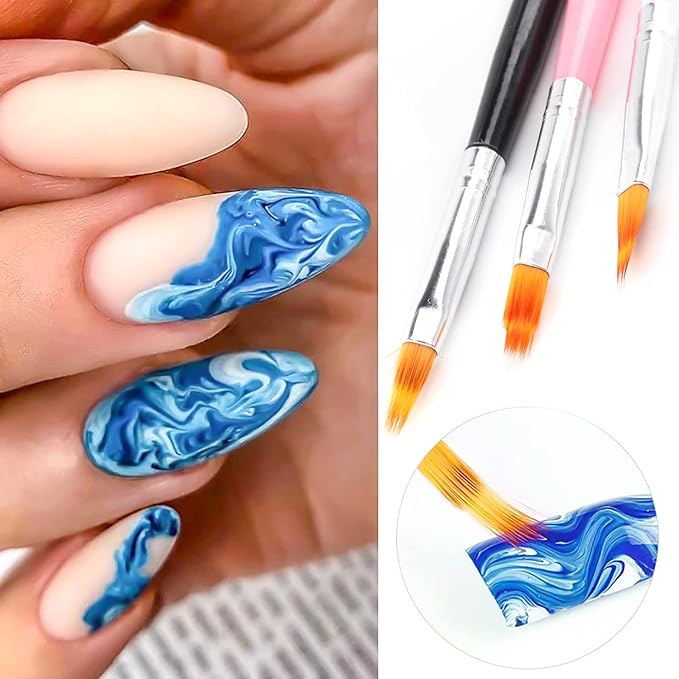 6pcs Ombre Nail Brush Nail Paint Pen for Lace Line Gradient Color Ombre Brush for Gel Nails Wood Nail Art Brushes Nail Design Brushes Acrylic Nail Polish Tools Nail Accessories