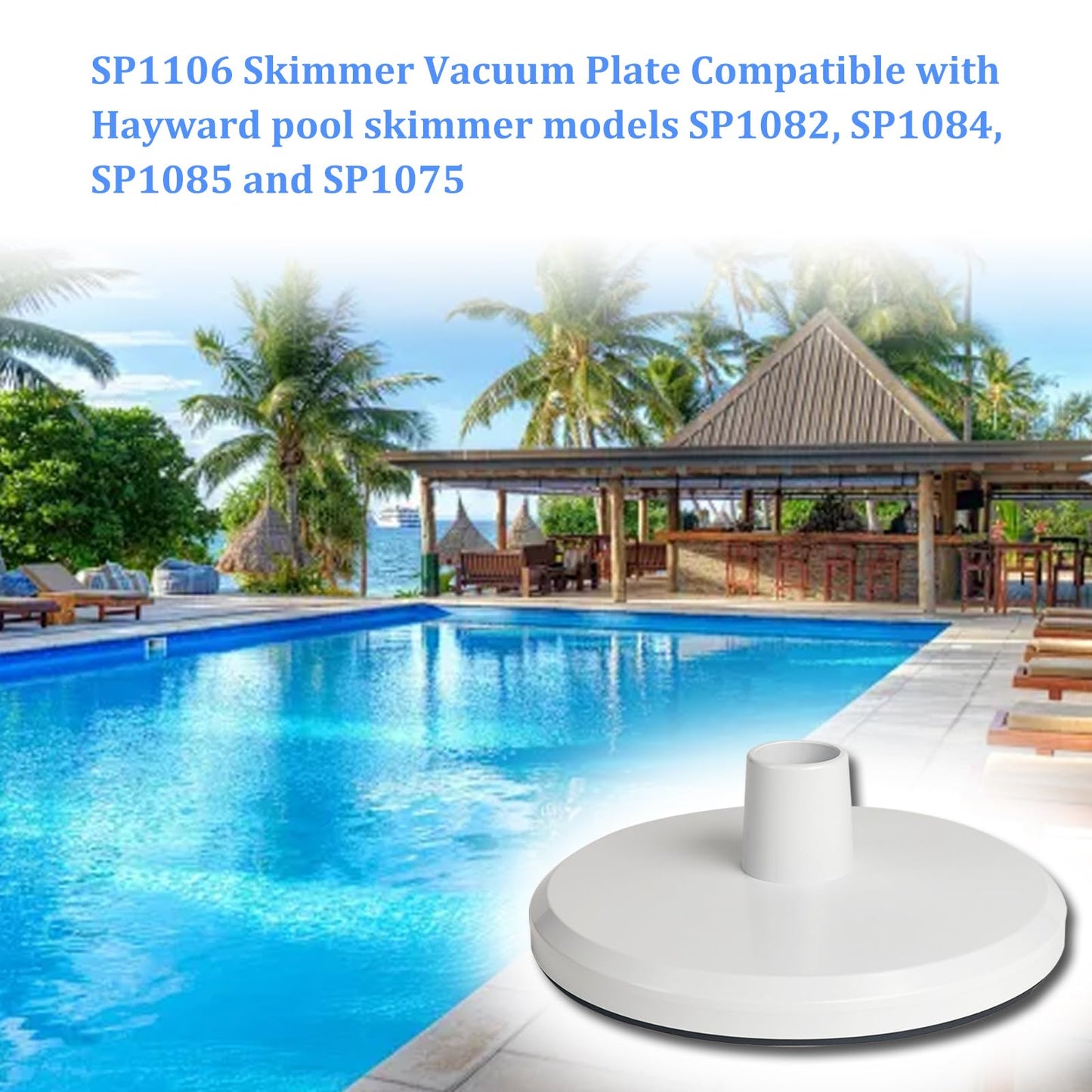 HenSinTc SP1106 Pool Vacuum Plate Ground Pool Skimmer for Hayward Skim Vac Plate 1082 SP1084 SP1085 SP1075, Fits Swimming Pool Skimmer Vac Vacuum Hose Adapter Plate, White