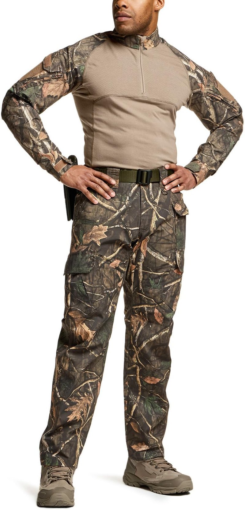 CQR Men's Tactical Pants, Water Resistant Ripstop Cargo Pants, Lightweight EDC Work Hiking Pants, Outdoor Apparel, Duratex Mag Pocket Print Hunting Camo, 46W x 30L