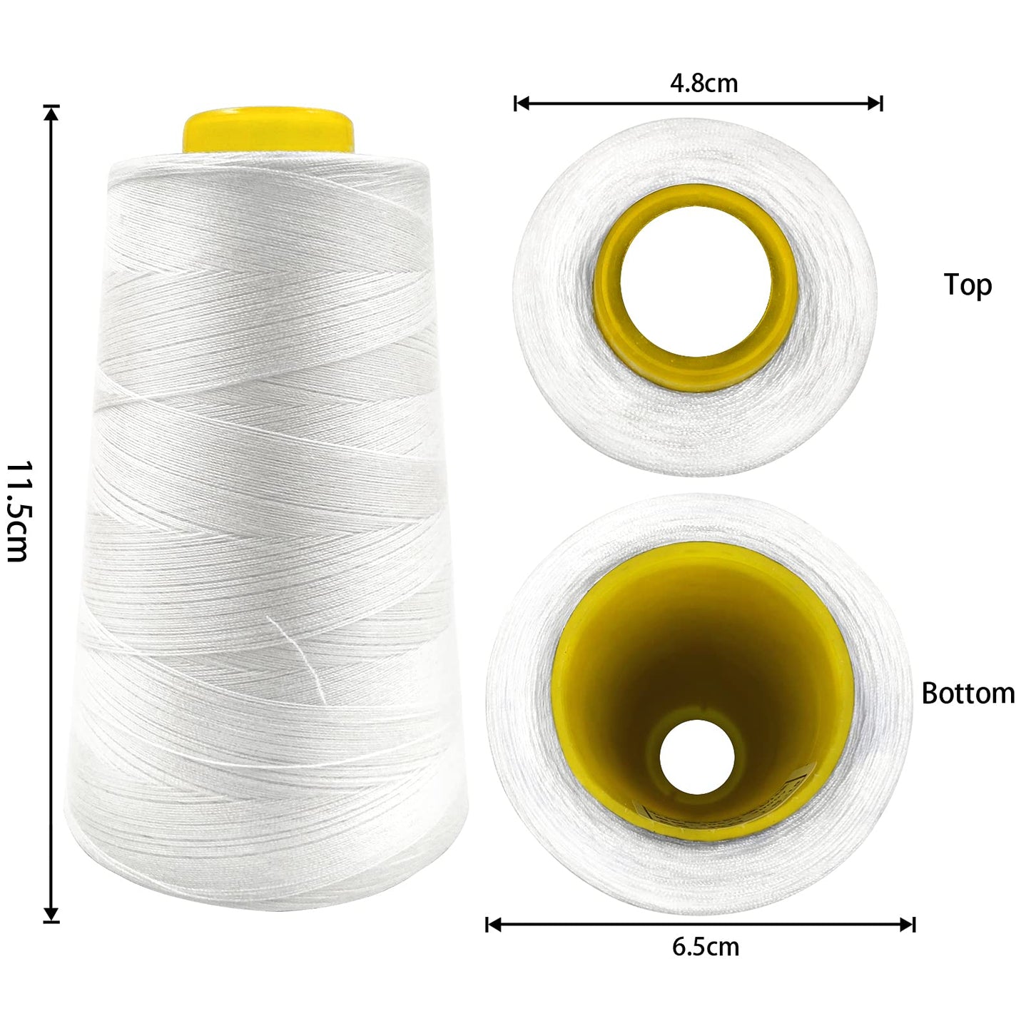 Tortoise 8 Cones of 3000 Yards Each Spool Thread for All Purpose Sewing - 100% Polyester for Serger Overlock Quilting Machine 40S/2 White+Black