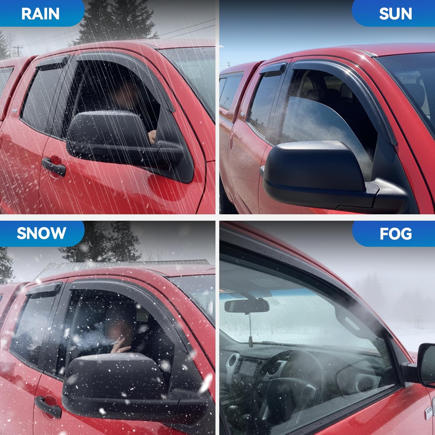 Window Visors Rain Guards for 2004-2014 Ford F150 SuperCab, Out-Channel Window Vent Wind Deflectors Visors Shades for 04-14 F-150 Extended Cab