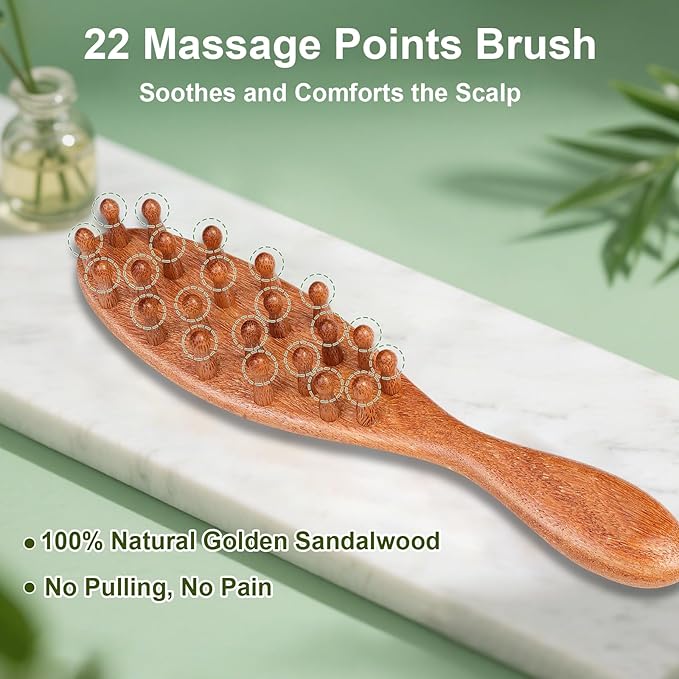 2 Pack Loc Comb for Sisterlocks, Wooden Scalp Massager for Dreadlocks, Sandalwood Wide Tooth Hair Comb for Microlocs, Natural Gua Sha Head Massage Tool for Hair Growth Relaxation Stress