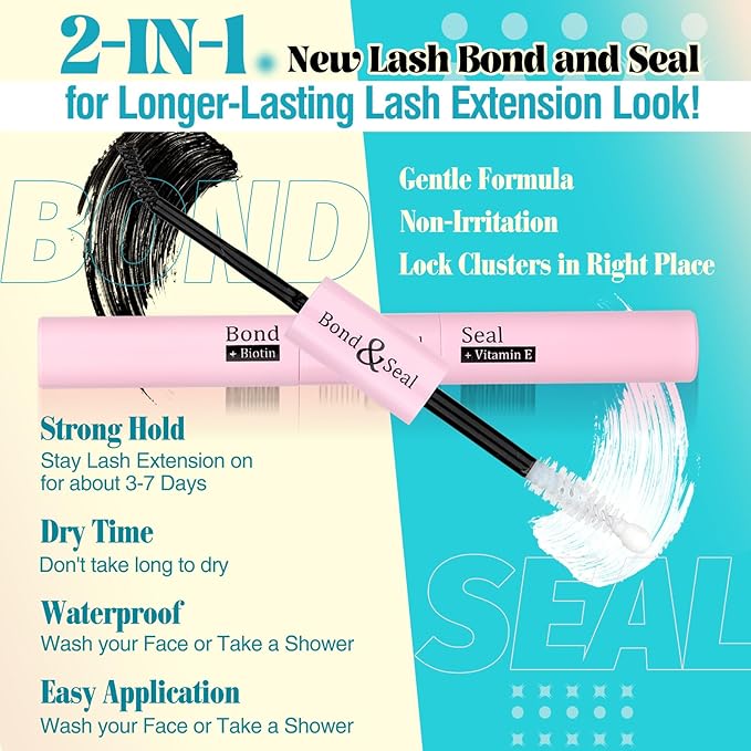Yawamica Lash Extension Kit Wispy Lash Clusters Kit 10-16mm Eyelash Extension Kit C Curly Eyelash Clusters 228pcs Individual Lashes with Waterproof Lash Bond and Seal Lash Tweezers for Hybrid Look