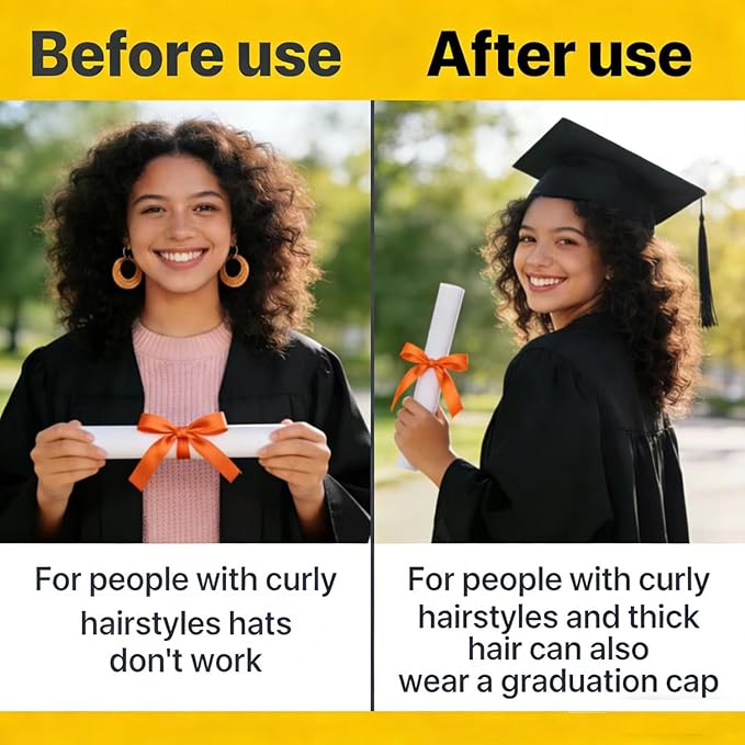 2 Pack Graduation Cap Headband Insert, Firm Anti-Fall Hair Band Holder with Hook and Loop Sticker, Secure Grad Hat & Hairstyle for Graduates Students Women (Cap Not Included)