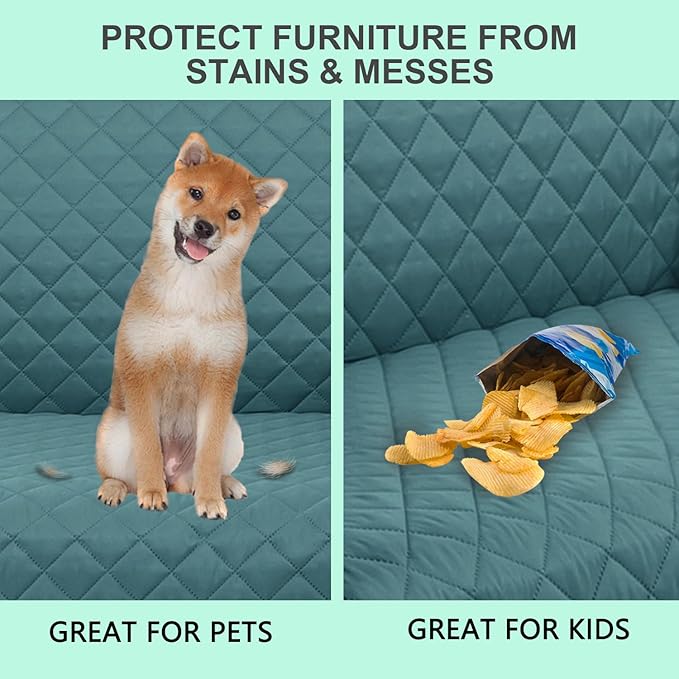 Recliner Chair Covers Reversible Sofa Cover Couch Cover for Pets Lazy Boy Furniture Protector(23''Chair,Blue/Beige)