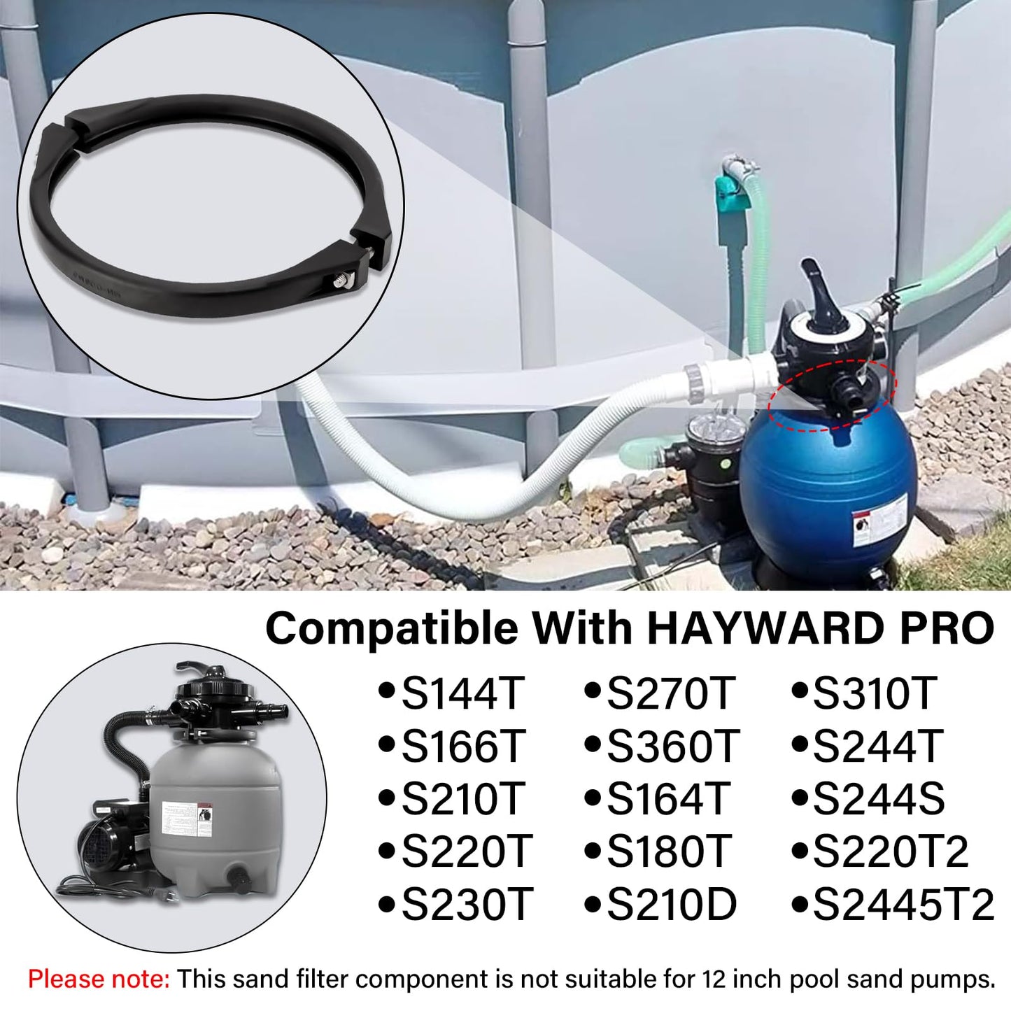 GMX600NM Flange Valve Clamp for Hayward Pro Series Sand Filter Pump Clamp with Screw Swimming Pool Filter Parts Replacement S164T S166T S180T S210T S210S S220T S230T S244T