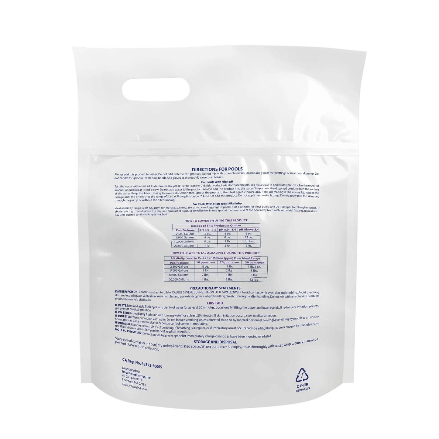 Robelle 6-Pounds Premium pH Down for Pools, Concentrated Sodium Bisulfate, Made in USA