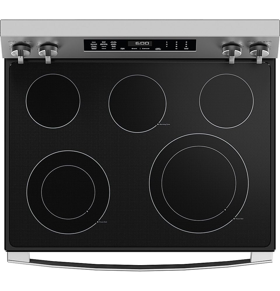 GE GRF600AVSS 30 in. 5 Burner Element Smart Free-Standing Electric Range in Stainless w/EasyWash Oven Tray & No-Preheat Air Fry