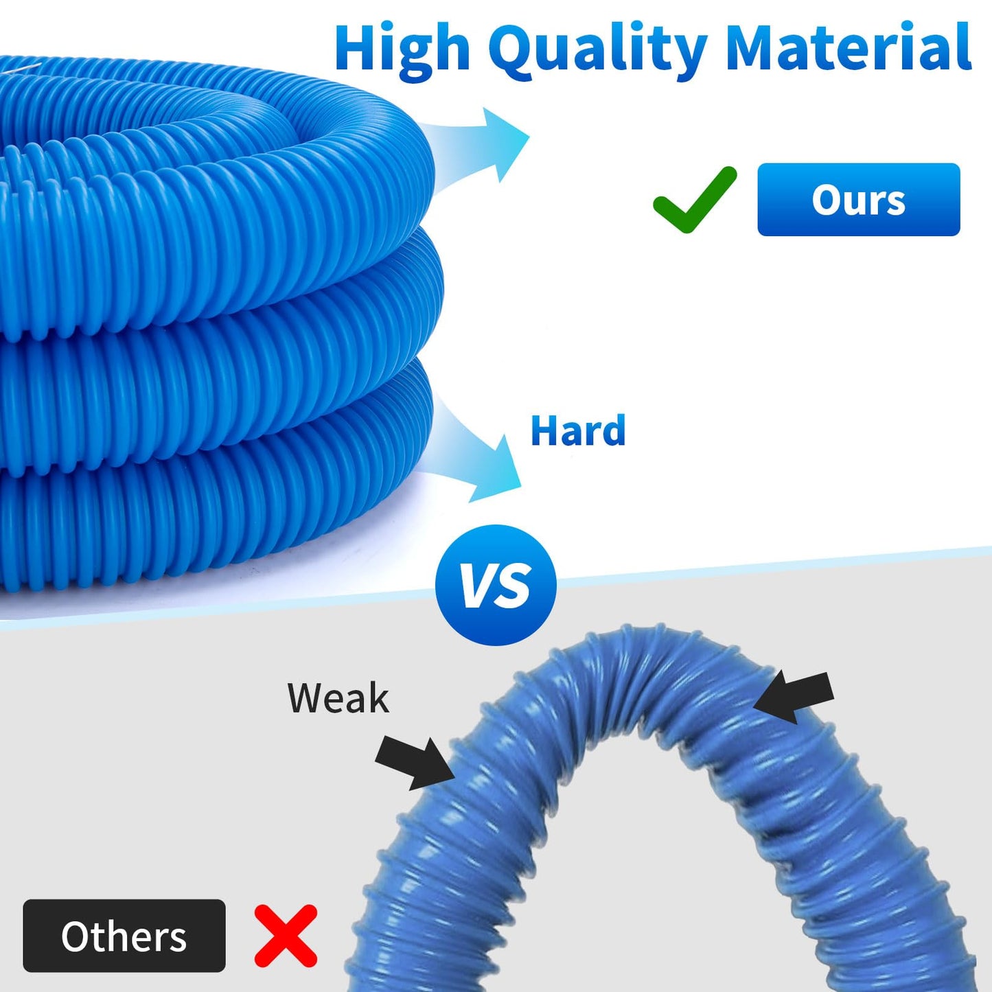 1.25 x 59 Inch Pool Hoses for Above Ground Pools,Pool Filter Pump Hoses,Compatible With Intex Filter Pump 607,637 With 12 Metal Clamps（3 Pack）