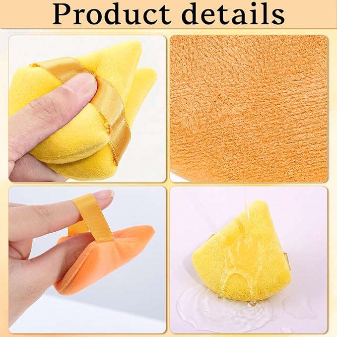 Pimoys 6 Pcs Powder Puff, Face Soft Triangle Makeup Puff Velet Makeup Sponge for Loose Powder (Orange)